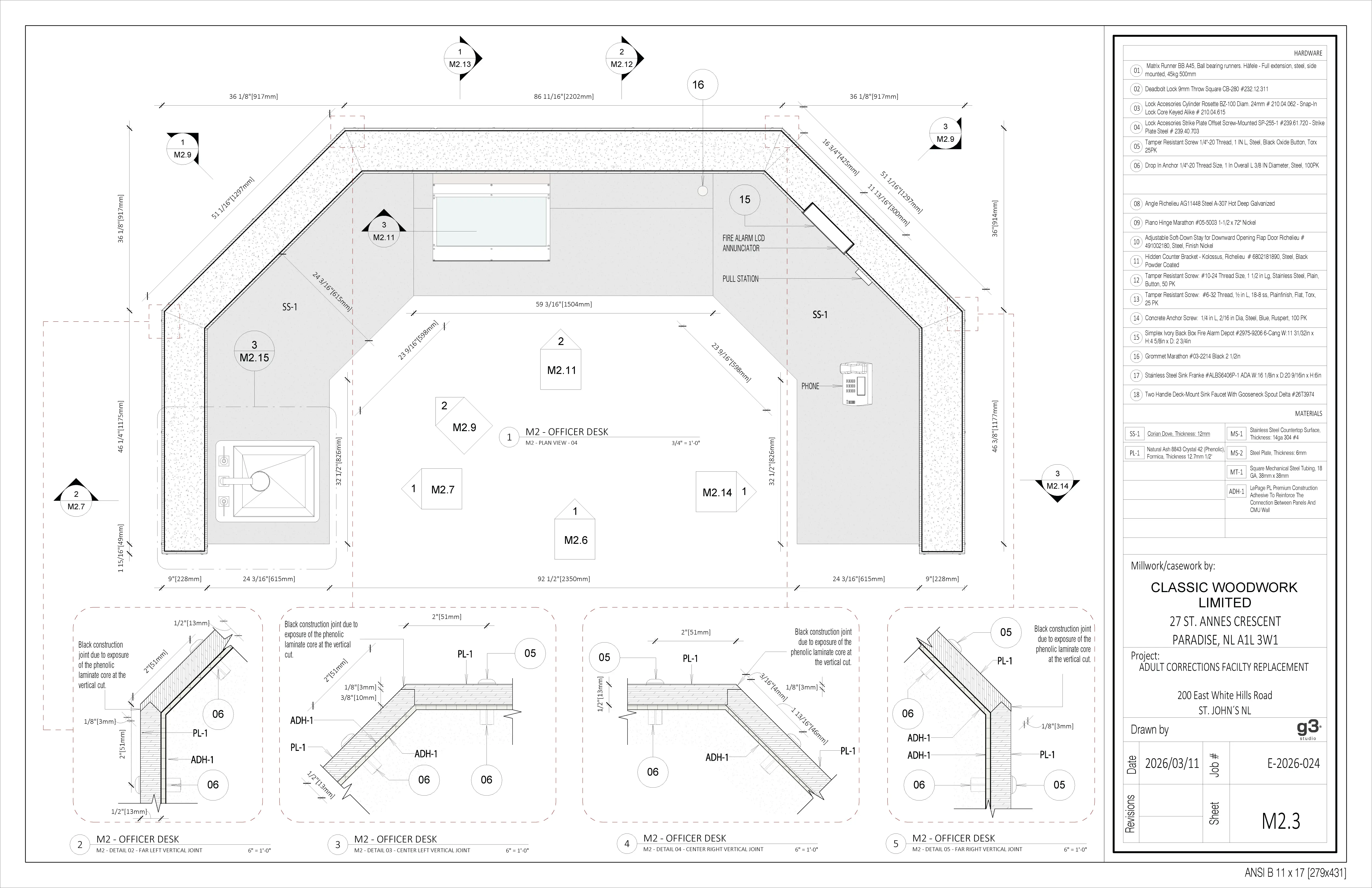 Fabrication drawing - Adult Corrections - Detail 1