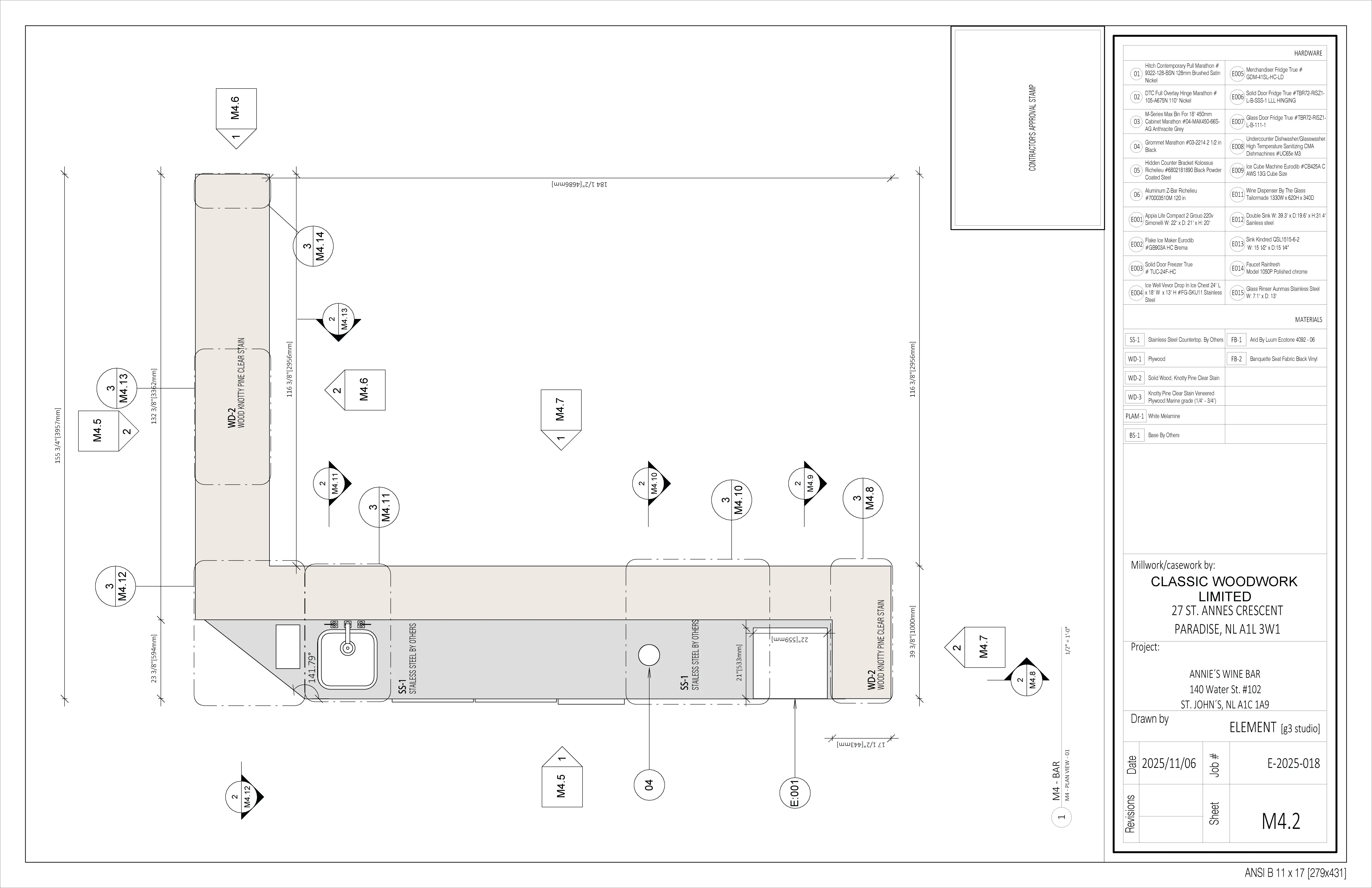 Fabrication drawing - Annie's Wine Bar - Bar - Detail 1