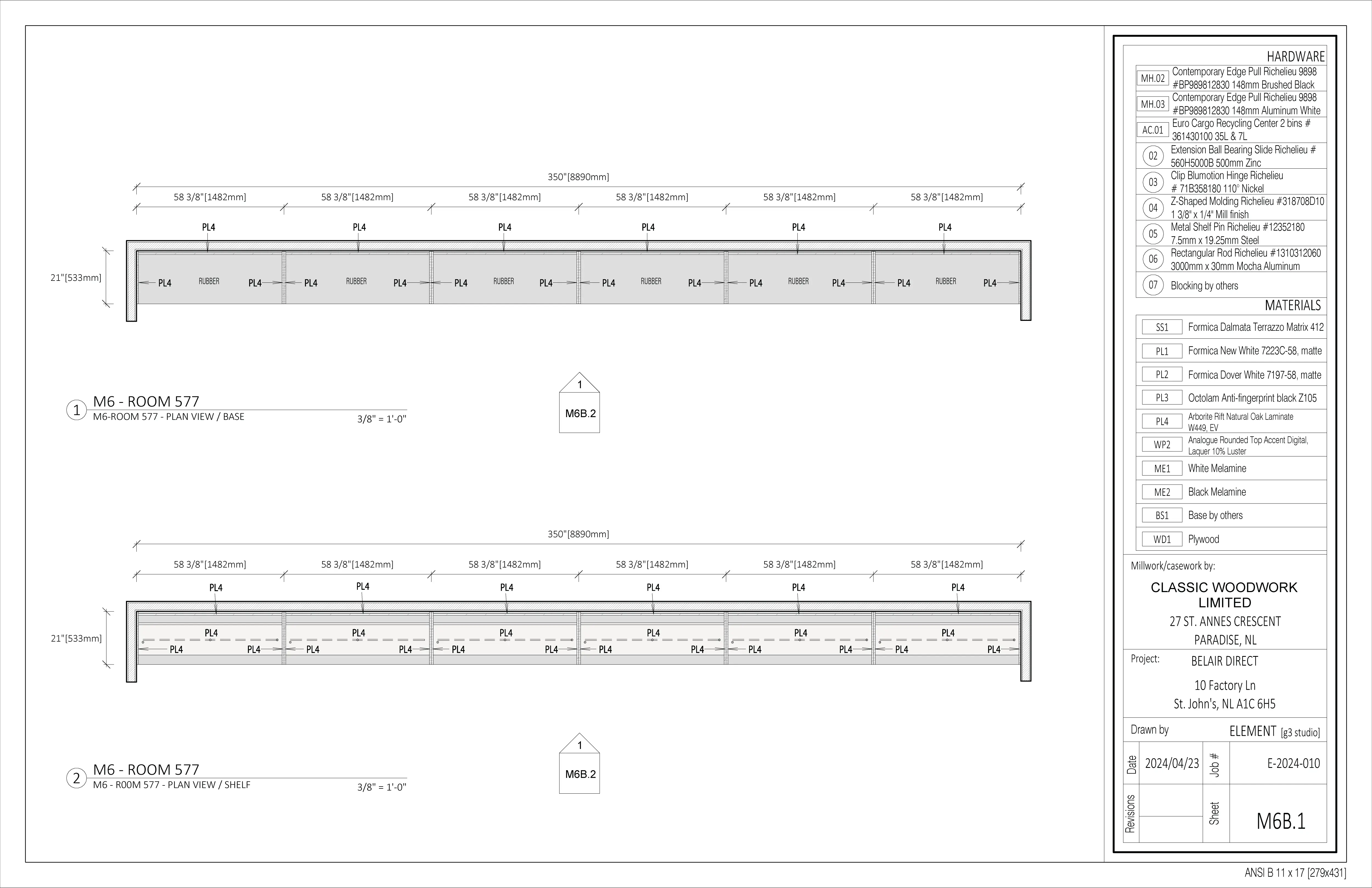 Fabrication drawing - Belair Direct - Cabinet - Detail 1