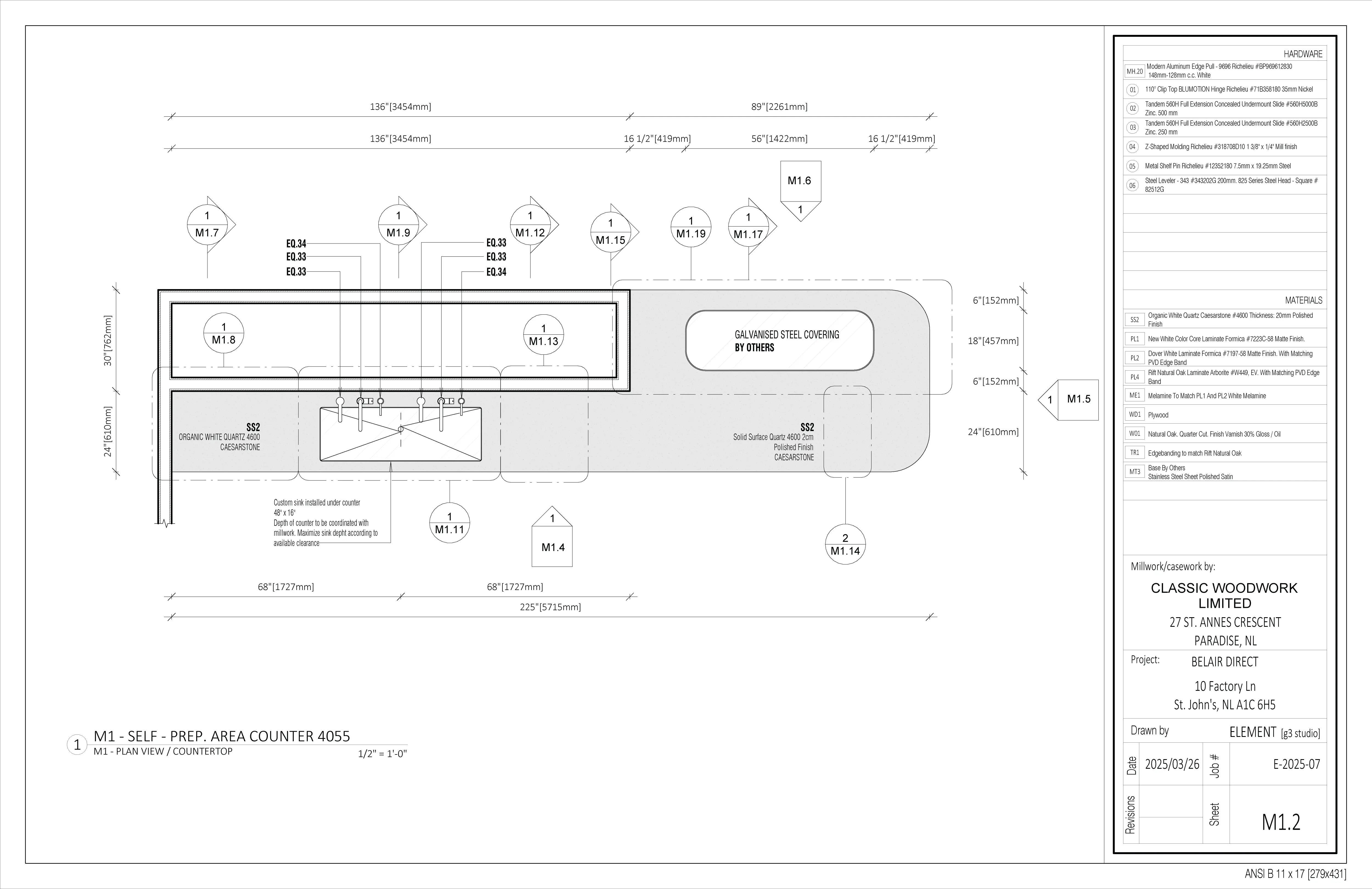 Fabrication drawing - Belair Direct - Counter - Detail 1