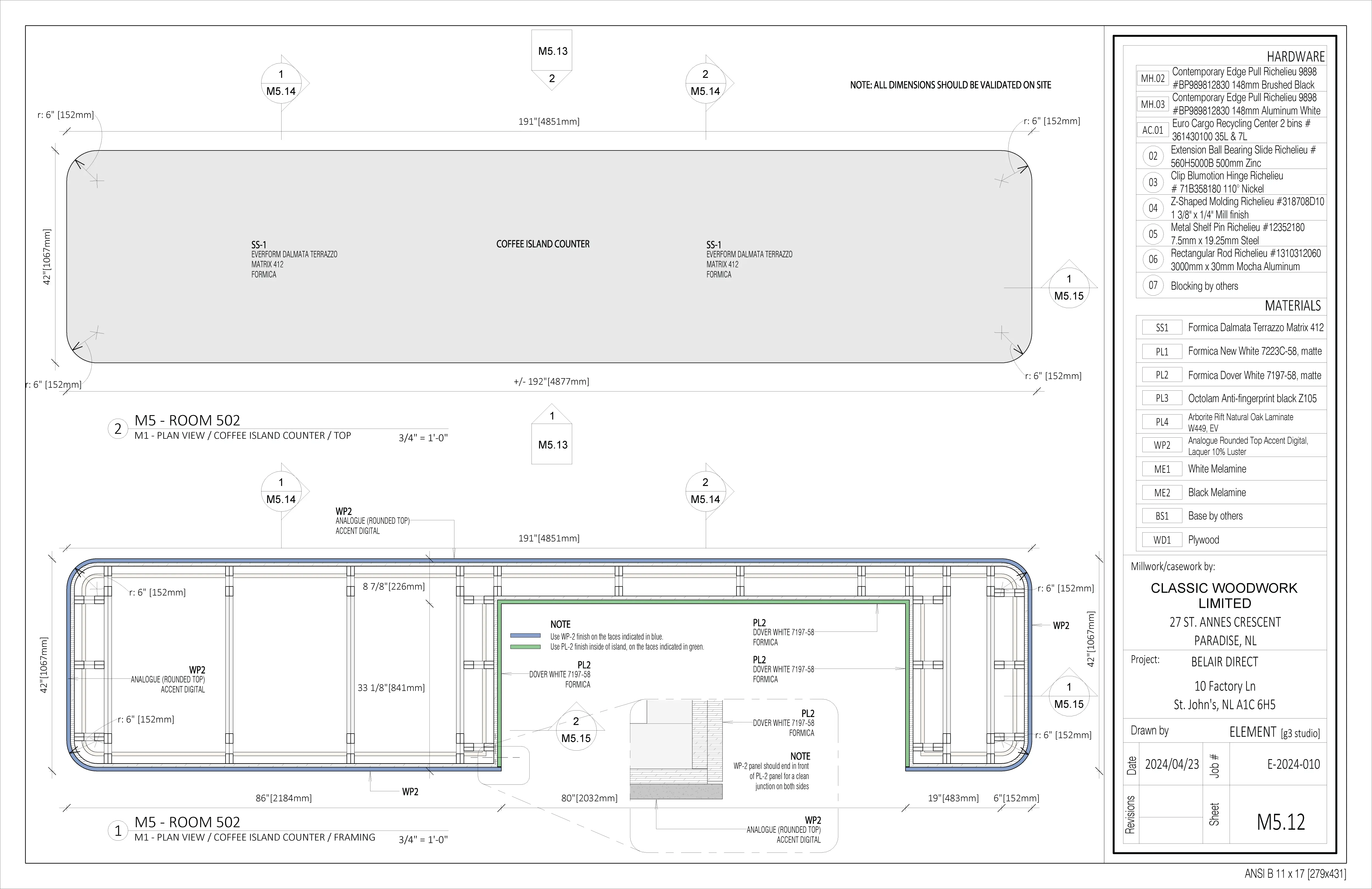 Fabrication drawing - Belair Direct - Kitchen - Detail 1