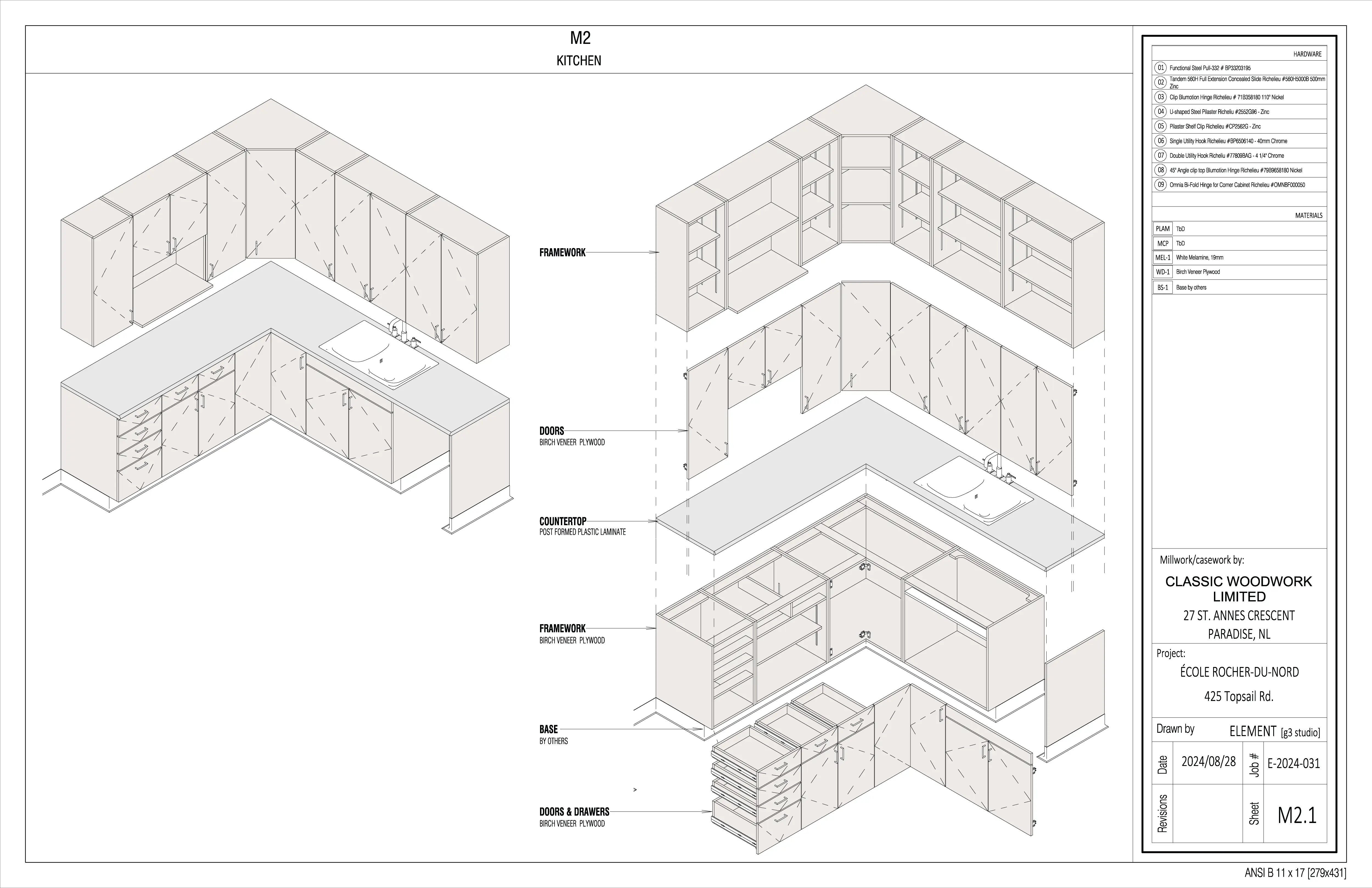Fabrication drawing - Ecole Rocher Du Nord - Kitchen - Detail 1
