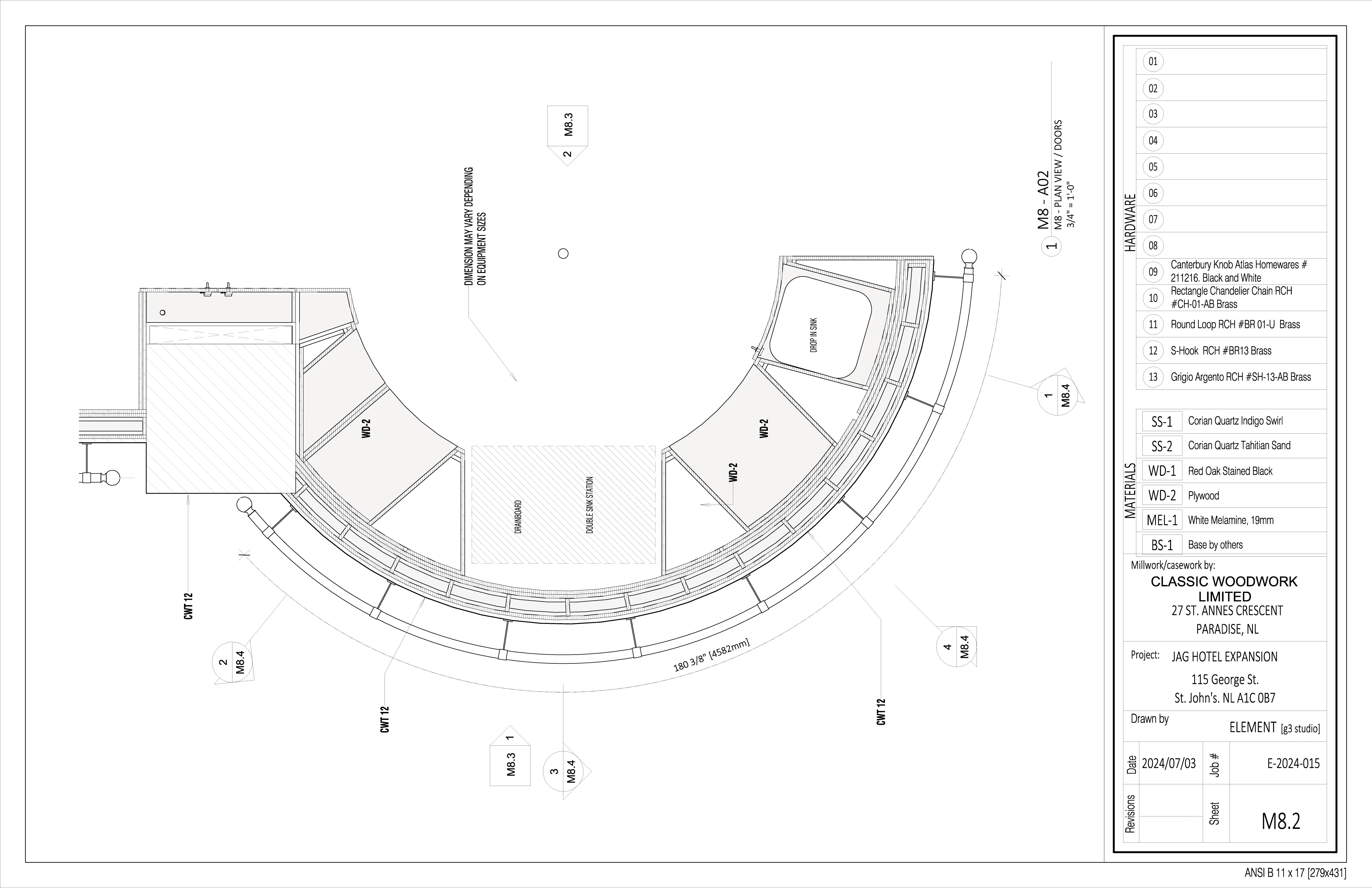 Fabrication drawing - Jag Bar - Counter - Detail 1