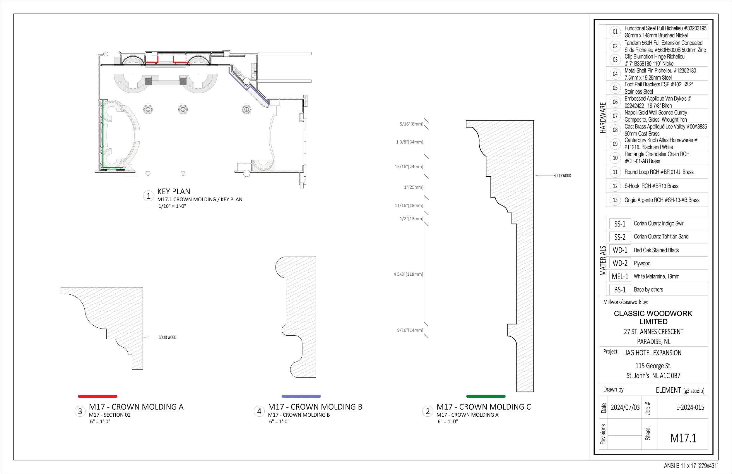 Fabrication drawing - Jag Bar - Moldings - Detail 1