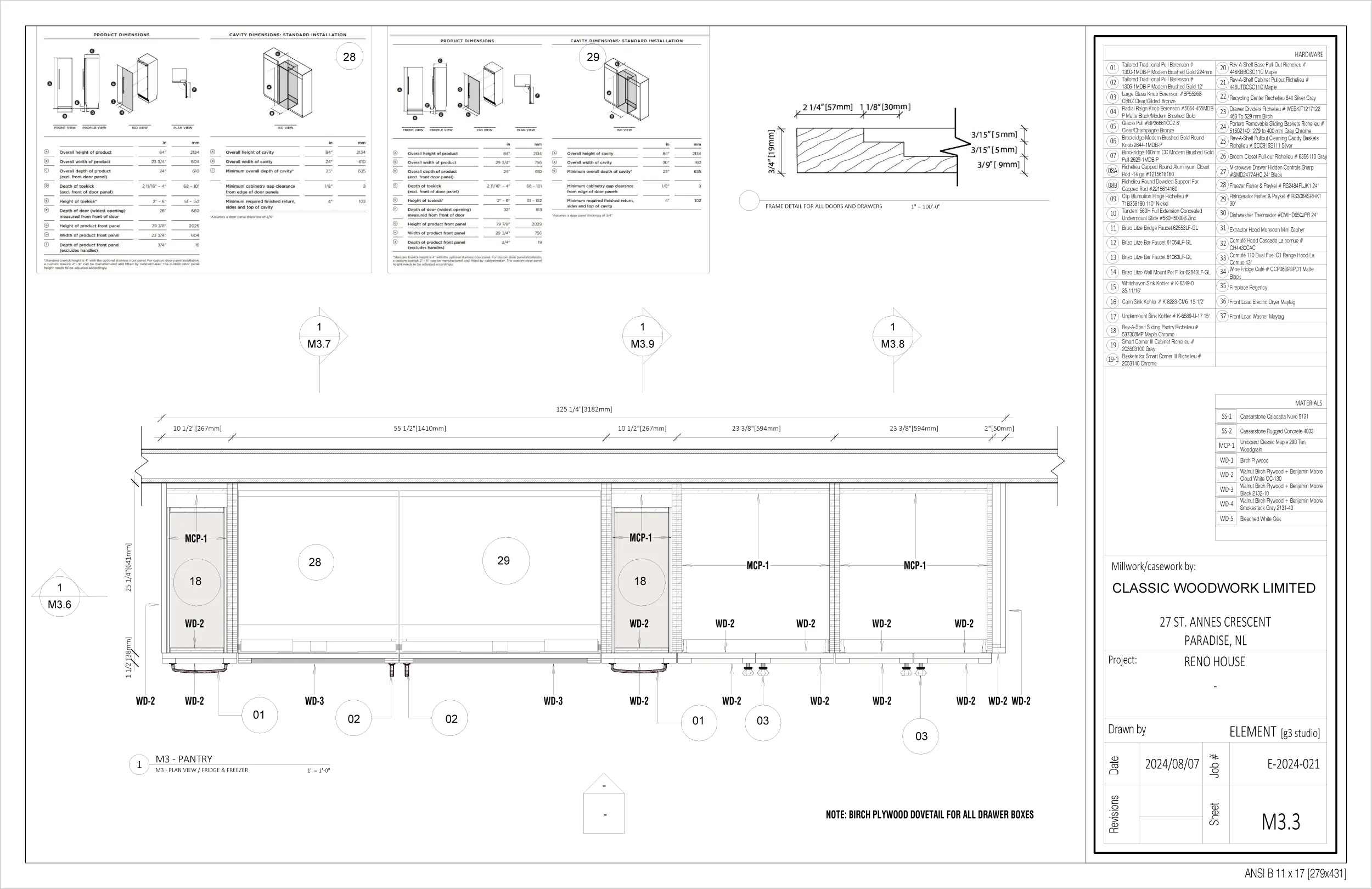 Fabrication drawing - Leonard House - Pantry - Detail 1