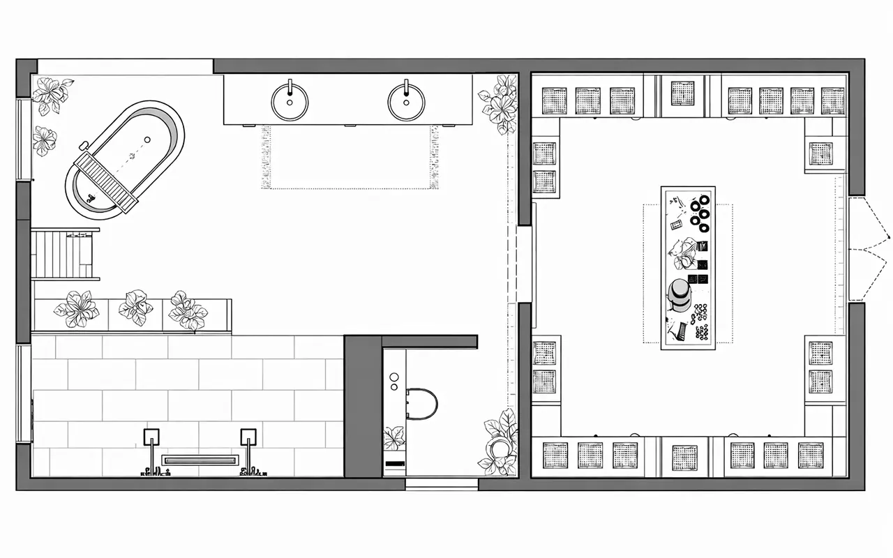 Plano arquitectónico baño y vestier - Casa HF