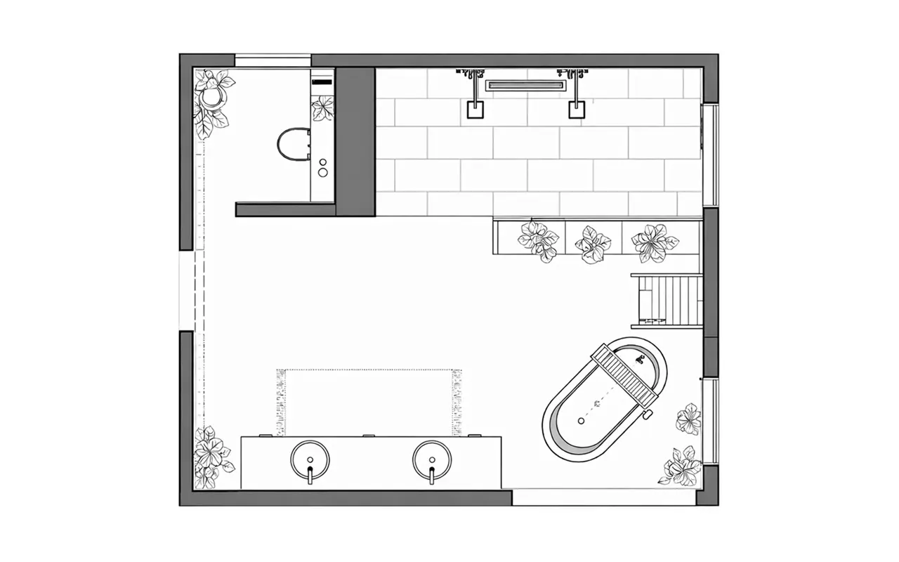 Plano arquitectónico baño - Casa HF