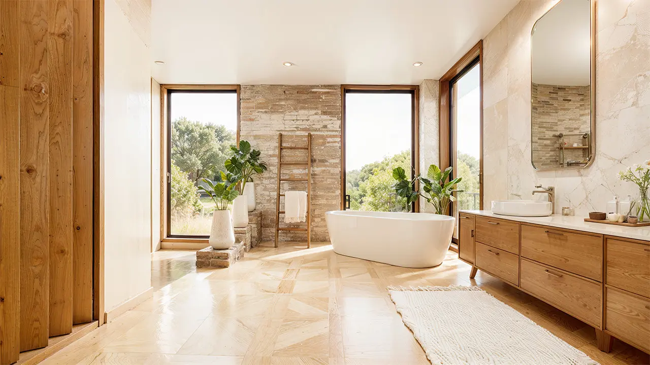 HF House - Master bathroom overview